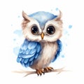 Cute Little Owl Watercolor Clipart Illustration Royalty Free Stock Photo