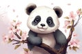 cute little panda bear illustration AI generated