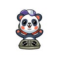 Cute little panda dj music cartoon Royalty Free Stock Photo