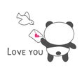 Cute panda Love you card vector illustration Royalty Free Stock Photo