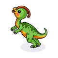 Cute little parasaurolophus dinosaur cartoon standing Royalty Free Stock Photo