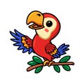 Cute little parrot cartoon on tree branch Royalty Free Stock Photo