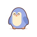 Cute little penguin cartoon comic character with smiling face happy emoji anime kawaii style funny animals for kids