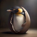 Cute little penguin in an egg. Dark background Royalty Free Stock Photo