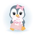 Cute Little Penguin and Heart in Letter Royalty Free Stock Photo