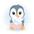 Cute Little Penguin and Heart in Letter Royalty Free Stock Photo