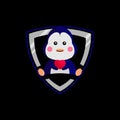 Cute little penguin mascot logo game e sport design on black background