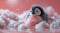 cute little Penguin sleeping on clouds Royalty Free Stock Photo