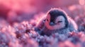 cute little Penguin sleeping on clouds Royalty Free Stock Photo