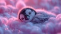 cute little Penguin sleeping on clouds Royalty Free Stock Photo