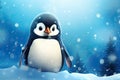 cute little penguin on snowy winter background AI generated Royalty Free Stock Photo