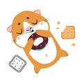 Cute little pet guinea pig sleeping hugging donut cartoon vector illustration Royalty Free Stock Photo