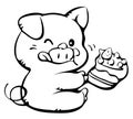 Cute Little Pig Cartoon Coloring Picture