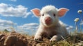 Adorable Mythological Pig In A Serene Field Royalty Free Stock Photo