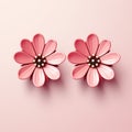 Cute Little Pink Flower Earstuds - Cartoon Style Clipart on White Background AI Generated Royalty Free Stock Photo