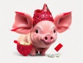 Cute piggy with red crown