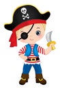 Cute Little Pirate Holding Knife