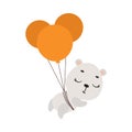 Cute little polar bear flying on balloons. Cartoon animal character for kids t-shirts, nursery decoration, baby shower Royalty Free Stock Photo