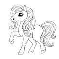 Cute little pony. Black and white vector illustration for coloring book