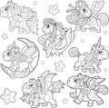 Cute little pony coloring book funny illustration