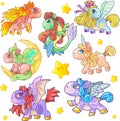 Cute little pony set of funny images Royalty Free Stock Photo