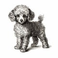 Grisaille Poodle Painting: Detailed Shading In Dark Silver And White Royalty Free Stock Photo