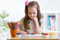 Cute little preschooler child drawing at home Royalty Free Stock Photo