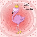 Cute little princess abstract background with pink flamingo Royalty Free Stock Photo