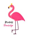 Cute Little Princess Abstract Background with Pink Flamingo Vector Illustration Royalty Free Stock Photo