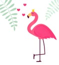 Cute Little Princess Abstract Background with Pink Flamingo Vector Illustration Royalty Free Stock Photo