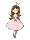 Cute little princess is cuddeling yourself. Vector isolated illustration.