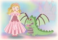 Cute little princess and dragon, Happy Saint Georg Royalty Free Stock Photo