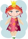 Cute little princess girl. Fashion illustration for kids