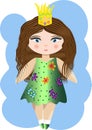 Cute little princess girl. Fashion illustration for kids