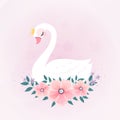 Cute Little Princess Swan with Flower bouquet