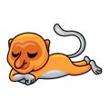 Cute little proboscis monkey cartoon sleeping