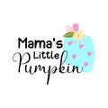 Cute Little Pumpkin Quote for baby. Sign for kids tshirt fo Halloween or Thanksgiving party. Pink, Blue Pumpkin with