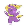 Cute little purple unicorn is skipping Royalty Free Stock Photo