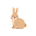 Cute little rabbit, cartoon flat vector illustration isolated on white background. Royalty Free Stock Photo