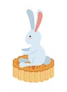 Cute little rabbit easter animal seated in lace