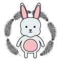 Cute little rabbit with feathers frame