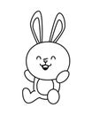 Cute little rabbit funny seated character line style Royalty Free Stock Photo