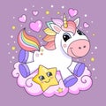 Cute, little rainbow unicorn pony. Baby vector illustration.