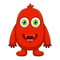 Cute little red cartoon monster on white background Royalty Free Stock Photo