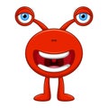 Cute little red cartoon monster on white background Royalty Free Stock Photo