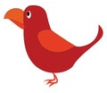 A cute little red-colored cartoon bird vector or color illustration