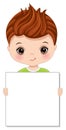 Cute Little Redheaded Boy Holding Blank Frame to Customise your Text