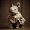 Adorable Rhinoceros Puppy In Dress