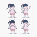 Cute little school girl outfits expression Royalty Free Stock Photo