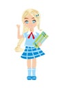 Cute little schoolgirl with books Royalty Free Stock Photo